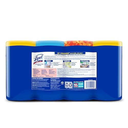 LYSOL Disinfecting Wipes, All Purpose Cleaner, Multi-Surface Antibacterial Cleaning Wipes, Household Cleaning Supplies, Dorm Essentials, Lemon + Mango & Hibiscus + Crisp Linen Scent, 80 ct. (4 Pack) — view 11
