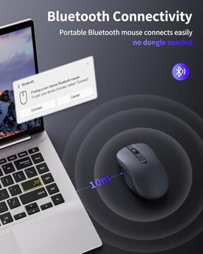 WL300 Bluetooth Mouse Silent Wireless Mice, Quiet Click, Cordless Computer Mouse with 6 Buttons, Sculpted Grip, Adjustable DPI for Laptop, PC, Mac, 18-Month Battery Life for Work or Travel ( Grey)