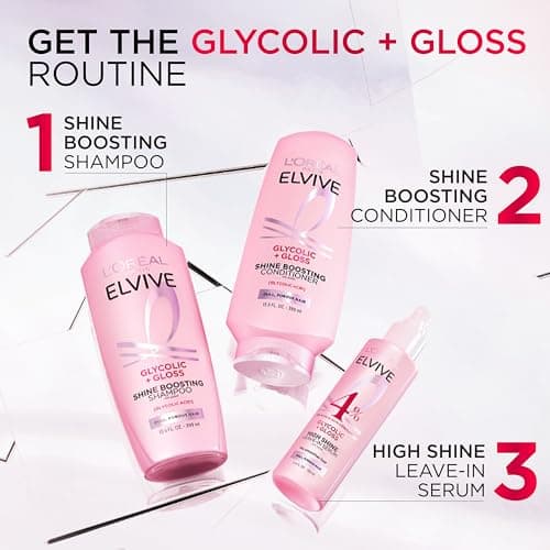 L'Oreal Paris Elvive Glycolic + Gloss High Shine Leave-In Hair Serum, Smooths Dull, Porous Hair Into High-Shine, Glossy Hair, 4.4 Fl Oz — view 7
