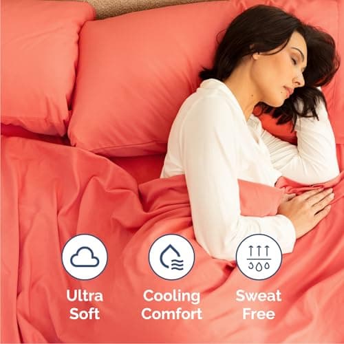 Queen 6 Piece Sheet Set - Comfy Breathable & Cooling - Ultra Soft Hotel Luxury Bedding Set w/ 8-16 Inch Deep Pockets - 1 Flat & 1 Fitted Sheet & 4 Pillowcases - Cozy, Wrinkle Free & Easy Care - Coral — view 3