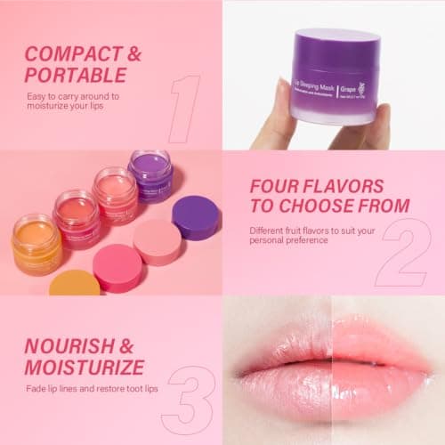Sleeping lip mask, Nourish & Hydrate Lip Mask With Vitamin C, Antioxidants, Lip Balm, Lip Skin Care, Improve Lip Color, Reduce Lip Lines — view 3