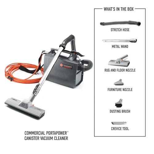 Hoover Commercial PortaPower Lightweight Canister Vacuum Cleaner, Bagged Canister Vac with Attachments, 2-in-1 Vac and Blower, Corded Vacuum Cleaners for Commercial Use — view 4