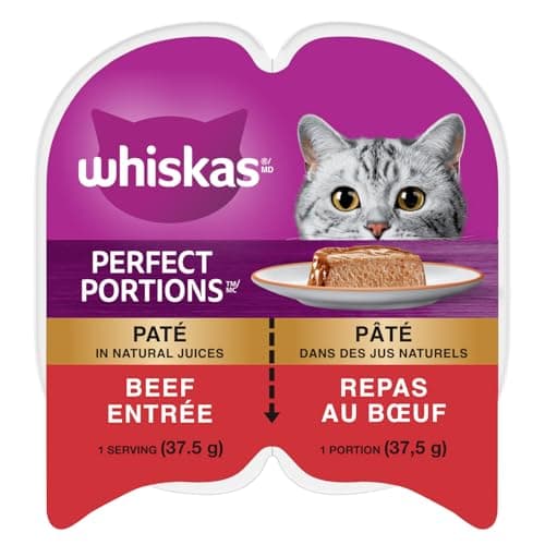 WHISKAS Perfect Portions Wet Cat Food Paté - Beef - 75g (24 Pack)