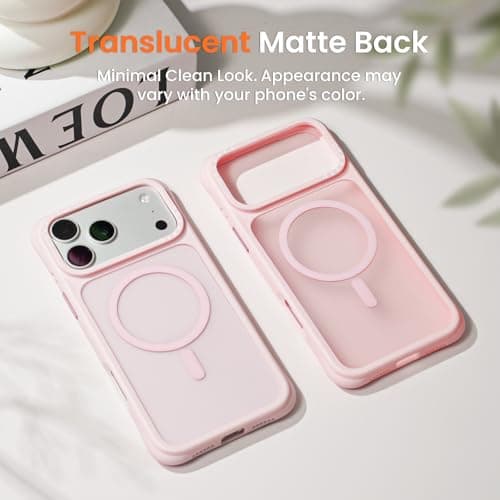 ORNARTO Magnetic for iPhone 17 Pro Max Case, 20FT Military-Grade Drop Protection, Compatible with MagSafe, Slim Shockproof Translucent Matte Phone Case for iPhone 17 Pro Max 6.9", Chalk Pink — view 8