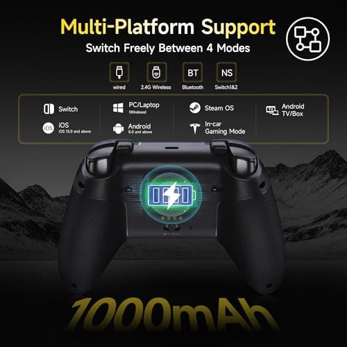 EasySMX X05 Pro Wireless PC Controller, Upgraded 2-Stage Triggers, Soft Click Buttons, Hall Joysticks, 1000Hz Polling, 8-Way D-Pad, 1000mAh Battery, Multi-Platforms Controller for PC/Switch/Android/iOS, Black — view 2