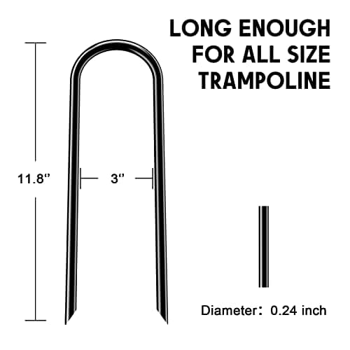 Trampolines Wind Stakes Heavy Duty U Type Sharp Ends Safety Ground Anchor Galvanized Steel for Soccer Goals, Camping Tents and Huge Garden Decoration (Black 8pcs) — view 4