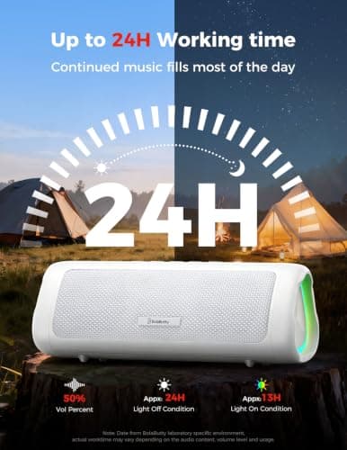 Bluetooth Speaker, 20W HD Sound, Portable Wireless, IPX5 Waterproof, Up to 24H Playtime, TWS Pairing, for Home/Party/Outdoor/Camping/Beach Essentials, Electronic Gadgets, Birthday Gift (White) — view 4