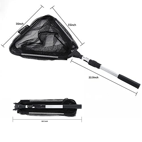 Fishing Net Collapsible, Fish Landing Net with Telescoping Aluminum Handle Extend to 37.5 inch