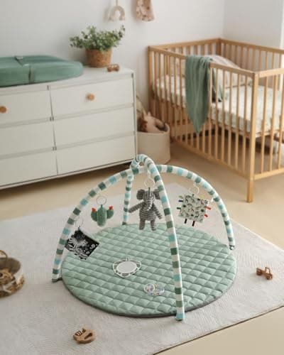 Baby Play Gym Mat, Tummy Time Activity Mat with 6 Detachable Toys for Stage-Based Sensory and Motor Skill Development, Washable Play Mats for Infant, Newborn Baby Essentials, Sage Green — view 7
