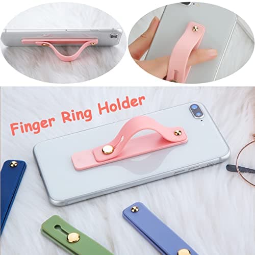 Weewooday 6 Pieces Phone Grip Holder Cell Phone Grip Strap Telescopic Finger Strap Stand Universal Finger Kickstand for Most Smartphones(Soft Colors,Classic)