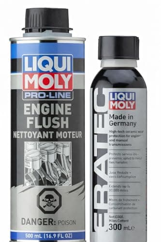 Liqui Moly Flush & Ceratec Oil Additive Treatment Ceramic Wear Protection Clean Engine + Ceramic Wear Protection, Reduces Friction & Extends Engine Life (Care Pack)
