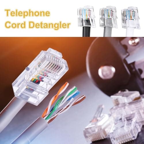 1 Pack Telephone Cord, 6.6ft Phone Cable RJ12 6P6C Male to Male Straight Wired Handset Cord for Home, Office, Grey — view 4