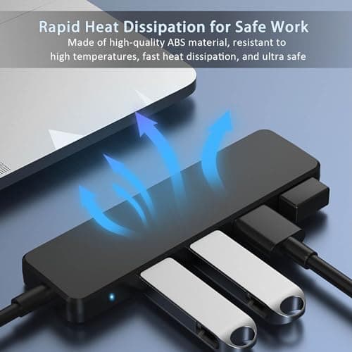USB Hub 4 Port, VIENON USB 3.0 Hub USB Splitter for Laptop, USB Port Extender USB A Hub for PC, Desktop, Xbox, PS4, Flash Drive, Printer, Keyboard, Mouse, HDD, Plug and Play — view 6