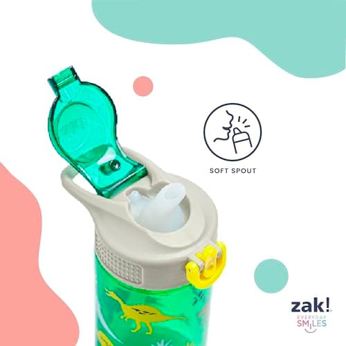 Zak Designs Sage Marvel Spider-Man Water Bottle For School or Travel, 16oz Durable Plastic Water Bottle With Straw, Handle, and Leak-Proof, Pop-Up Spout Cover (Spidey and His Amazing Friends) — view 3