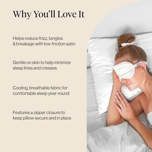 Kitsch Satin Pillowcase with Zipper for Hair & Skin - Softer Than Silk Pillow Cases, Smooth Cooling Satin Pillow Case, Wrinkle-Free, Machine Washable - Pillow Cases Standard Size (19x26) - Ivory — view 3