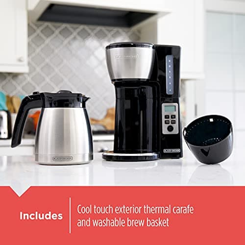 BLACK+DECKER 12 Cup Thermal Programmable Coffee Maker with Brew Strength and VORTEX Technology, Black/Steel, CM2046S — view 5