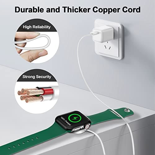 𝟐𝟎𝟐𝟔 𝐔𝐩𝐠𝐫𝐚𝐝𝐞𝐝 for Apple Watch Charger Magnetic Fast Charging Cable [Portable] Magnetic Wireless Charging Compatible with iWatch Series Ultra/SE/11/10/9/8/7/6/5/4/-[3.3FT] White — view 3