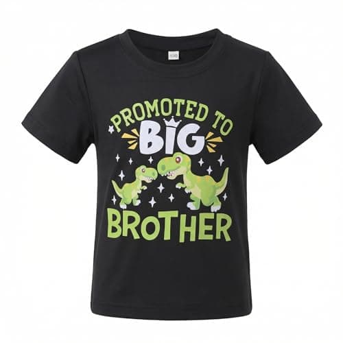 Keepatin Big Brother Shirt, Promoted to Big Brother Gift Tshirt for Boy, T Shirt for Kid Dinosaur,T-Shirt,Pregnancy Announcement Top (CA/US, Age, 2 Years, 4 Years, Black)