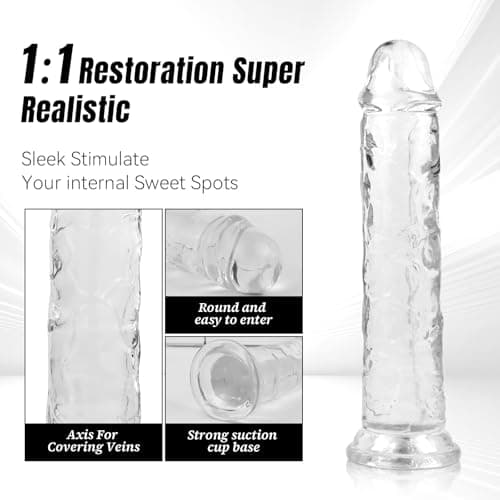 3 Pack Realistic Dildo Set, with Suction Cup for Women&Men, with 3 Sizes (Small, Medium, Large) for Anal and Vaginal Stimulation, Beginner to Advanced Sex Toy (Transparent) — view 2