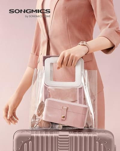 SONGMICS GISELLA Collection - Travel Jewelry Organizer, 2-Layer Jewelry Case Holder with Shiny Metal Hardware, Portable, Premium Velvet, for Earrings Necklaces, Jelly Pink UJBC166R01 — view 2