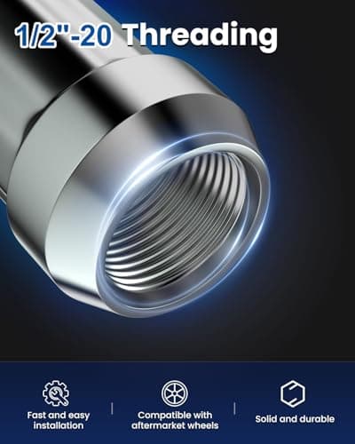 GAsupply 1/2 x 20 Lug Nuts, 1/2''-20 Closed End Bulge Acorn Spline Tuner Lug Nuts 1.38" Tall Conical Seat 60 Degree, 20 Pack+ 1 Spline Drive Tuner Socket Key Tool — view 3