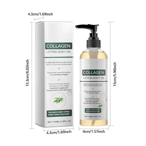 Collagen Lifting Body Oil with Vitamin E & Rosemary - Firming & Tightening Oil for Neck, Chest, Arms, Thighs - Hydrating Formula for Silky, Fresh, Luminous, and Supple Skin - 100ml (1PC) — view 7