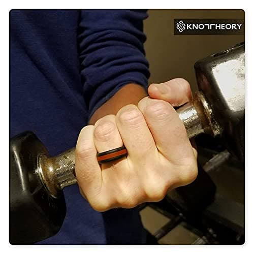 Knot Theory Red Striped Silicone Ring for Men Women - Thin Red Line Firefighter 8mm Wedding Band Size 8 — view 2