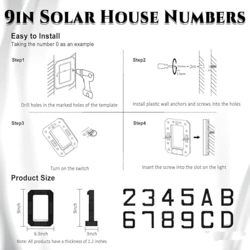 9 Inch Solar Lighted House Numbers for Outside, Light Up Waterproof LED Address Numbers Signs for Houses,2026 New Large Personalized Illuminated Exterior Modern House Numbers Light (3) — view 4