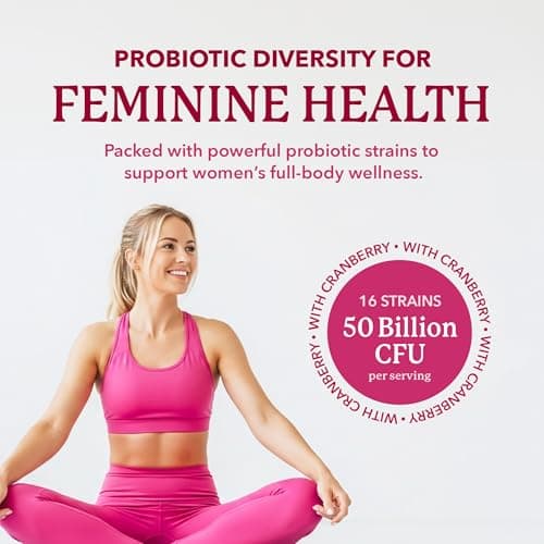 Womens Probiotic with Cranberry | 50 Billion CFU for Gut Health, Bloating Relief & Digestive Support | With Cranberry for Vaginal Health | Gut Health Supplements for Women | Made in Canada | 60 Ct. — view 2