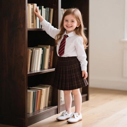Kiderence Toddler Little Girls Mary Jane Dress Shoes School Oxford for Girls White Flats Size 8M — view 2