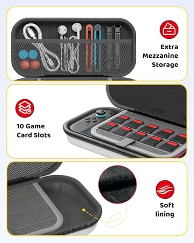 Klipdasse Switch 2 Slim Case for Nintendo Switch 2 (2025)/Switch/OLED, Hard Shell Portable Case with Soft Lining, High Capacity, Lightweight, 10 Game Slots, Durable Ballistic Nylon-White — view 3