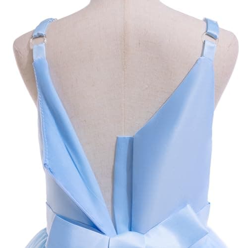 Glamulice Flower Girl Dress Sky Blue Lace Bridesmaid Long A Line Princess Wedding Pageant Dresses Tulle Spaghetti Strap 11 12 Kids Formal Communion Dance Ball Gown Elegant Ballgown Graduation New Year — view 5