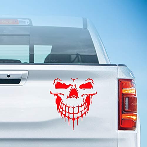HungMieh Car Hood Decal, Cool Skull Sticker for Truck, SUV, Motorcycle, Bicycle with 10 Color Options and 5 Sizes, 25 Inch Maximum, Reflective Red (10 Inch)
