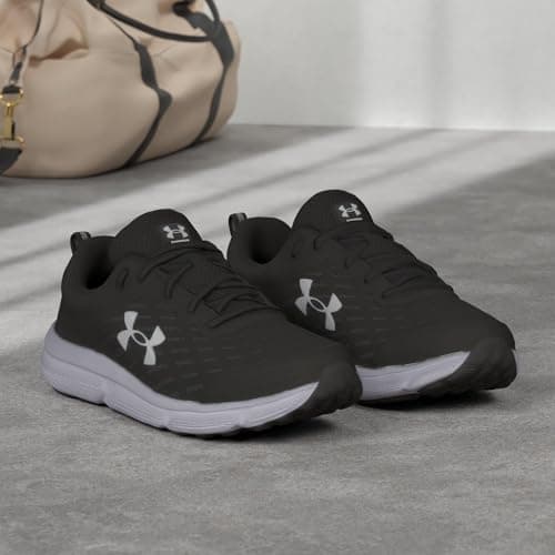 Under Armour Men's Charged Assert 10 Shoes, (001) Black/Black/White, 12 — view 4