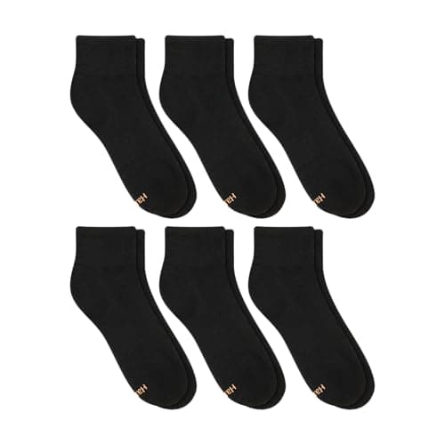 Hanes Women's 6-Pair Comfort Fit Ankle Socks, Black, 5-9 — view 2