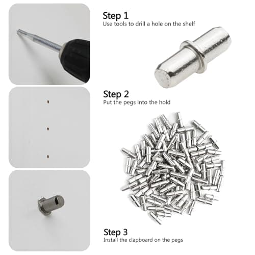 5mm Shelf Pegs for Shelves Cabinet Shelf Support Pegs Metal Shelving Pins for Bookshelf Furniture Kitchen Closet Heavy Duty Pegs Bracket for Shelves in Cabinet Metal Shelf Clips 50Pcs — view 4
