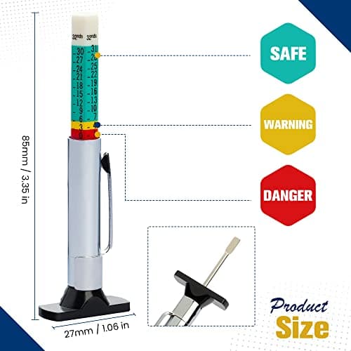 WSERE 2 Pieces Car Tire Depth Gauge Tester Tyre Tread Metric Gage Motors Measures Tool, Fast Accurate Measurement and Ensure Safety