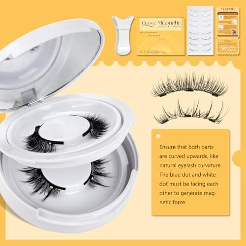 QUEWEL Magnetic Eyelashes Natural Look,2 pairs Reusable Lashes kit with Applicator,Soft Lashes without Eyeliner,Easy to Wear and Remove(style A) — view 6