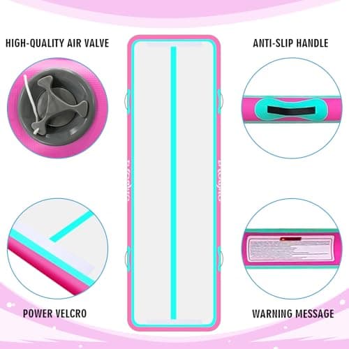 Tumble Track Mats for Gymnastics, Kids Air Gymnastics Mats for Tumbling Thick Inflatable Gymnastics Tumbling Track Mat 6.6/10/13/16.4/20ft Training Tumbling Mat with Electric Pump for Home/Water Fun — view 3