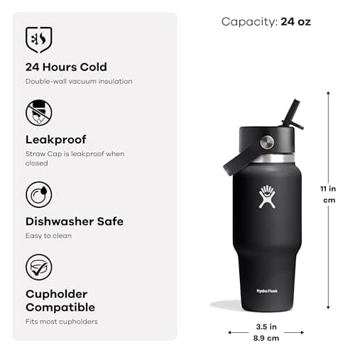 Hydro Flask Travel Water Bottle - Insulated Stainless Steel - Wide Straw Lid, Non Spill, Leakproof in 24 Oz Agave Green — view 6