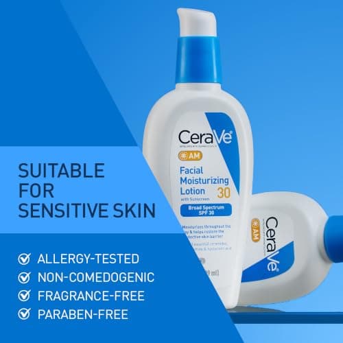 CeraVe AM Facial Moisturizing Lotion with SPF 30, Oil-Free Face Moisturizer with SPF, Formulated with Hyaluronic Acid, Niacinamide & Ceramides, Non-Comedogenic, Broad Spectrum Sunscreen, 3 Ounce — view 5