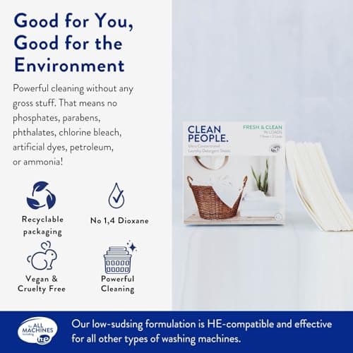 Clean People Laundry Detergent Sheets - Recyclable Packaging, Hypoallergenic, Stain Fighting - Ultra Concentrated, Laundry Soap - Fresh Scent, 96 Pack — view 3