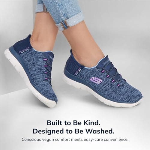 Skechers Women's Summits Hands-Free Slip-Ins – Memory Foam Insole, Heel Pillow, Vegan Materials Sneaker, Navy Purple, 5 — view 7