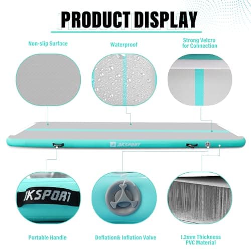AKSPORT 10ft 13ft 16ft 20ft Air Track Tumbling Mat for Gymnastics Inflatable Airtrack Floor Mats with Electric Air Pump for Home Use Cheerleading Training — view 3