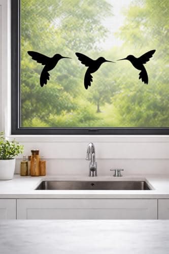 WSQ Hummingbird Screen Door Decals 3-Pack – 4" Safety Stickers for Retractable Mesh Doors, Visibility Decal for Patio, Window & Sliding Doors, Prevent Collisions for Kids, Dogs & Birds (Black) — view 4