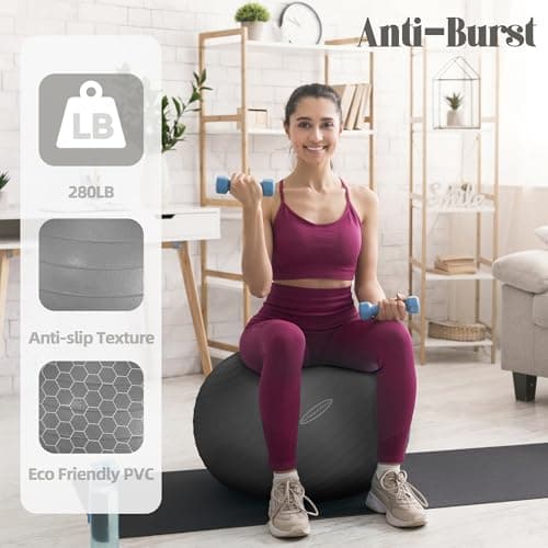 BalanceFrom Anti-Burst Slip Resistant Exercise Ball - 26-inch, 2,000-Pound Capacity, Gray — view 3
