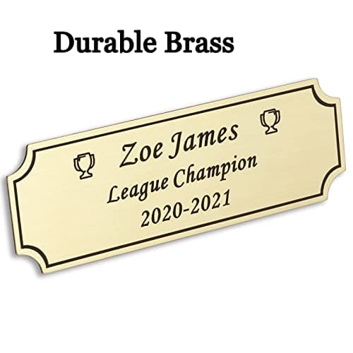 3"W x 1"H, Custom Elegant Engraved Plate, Personalized Memorial Name Plate for Trophy, Frames, Urn, Brass or Stainless Steel Laser Engraved Plaque with Adhesive Backing or Screws (Silver, Gold) — view 2