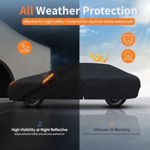 Tozaroa Car Cover Waterproof All-Weather,Outdoor Full Exterior Covers for Automobiles Sedan(Length 186-193 inch) with Windshield Sun Shade Universal Fit Honda Civic,Toyota Camry,Tesla Model 3,etc — view 4