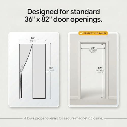 AUGO Magnetic Screen Door - Self Sealing, Heavy Duty, Hands Free Mesh Partition Keeps Bugs Out - Pet and Kid Friendly - Patent Pending Keep Open Feature - 38 Inch x 83 Inch