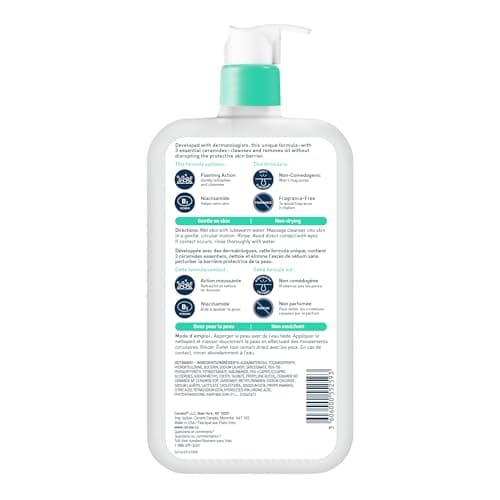 CeraVe Foaming Face Wash, Gel Face Cleanser for Normal to Oily Skin, Removes Excess Oil & Dirt, with Hyaluronic Acid, Niacinamide & Ceramides, Fragrance-Free, Recommended by Dermatologists, 562mL — view 11